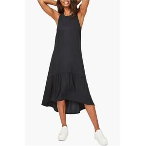 Sweaty Betty Ace Racerback Midi Dress Black High Low Flowy Tank Top Large Goth